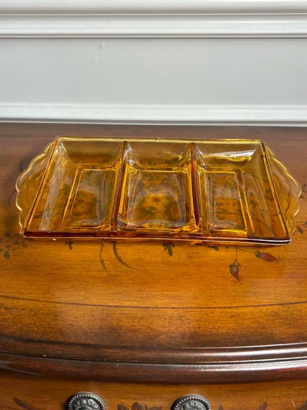 Vintage Amber Glass Divided Relish Dish - Indiana Glass (Flawed/As-Is)